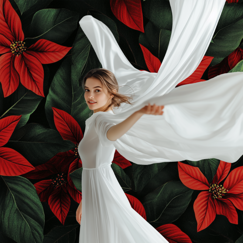 Papier peint fleur rouge modele