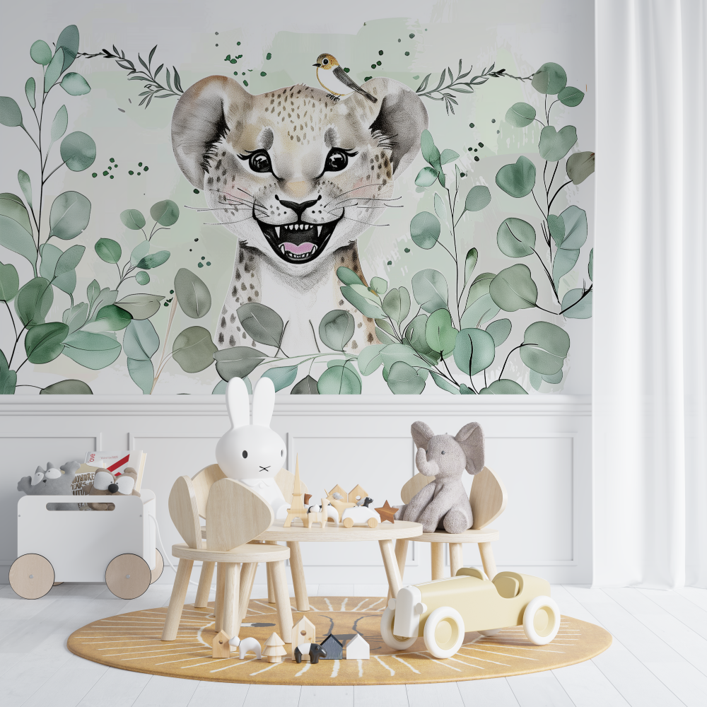 Papier peint vert deau tendance chambre de bebe