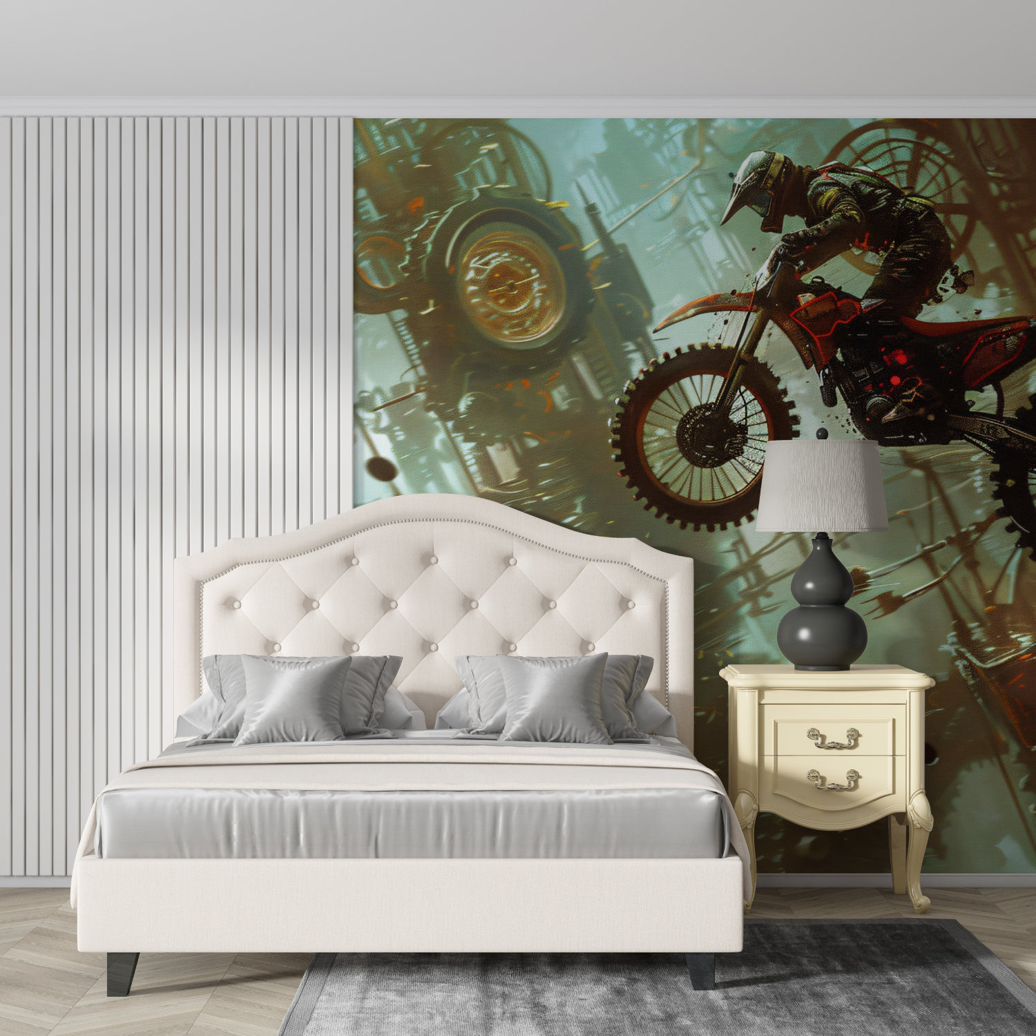 Papier peint panoramique moto enfant design