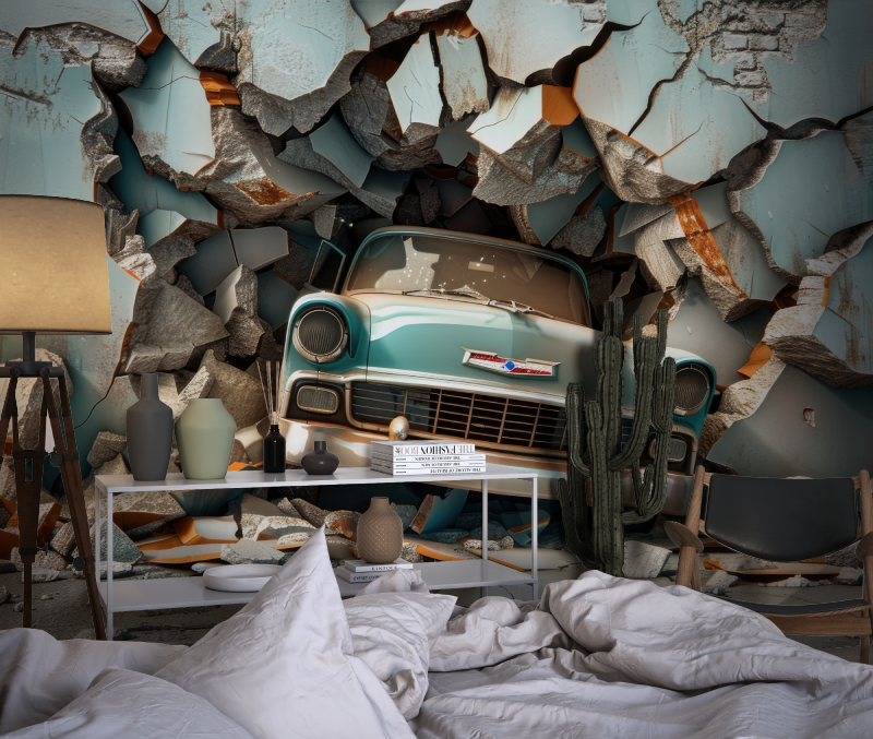 Papier peint ado voiture 3d chambre dado1
