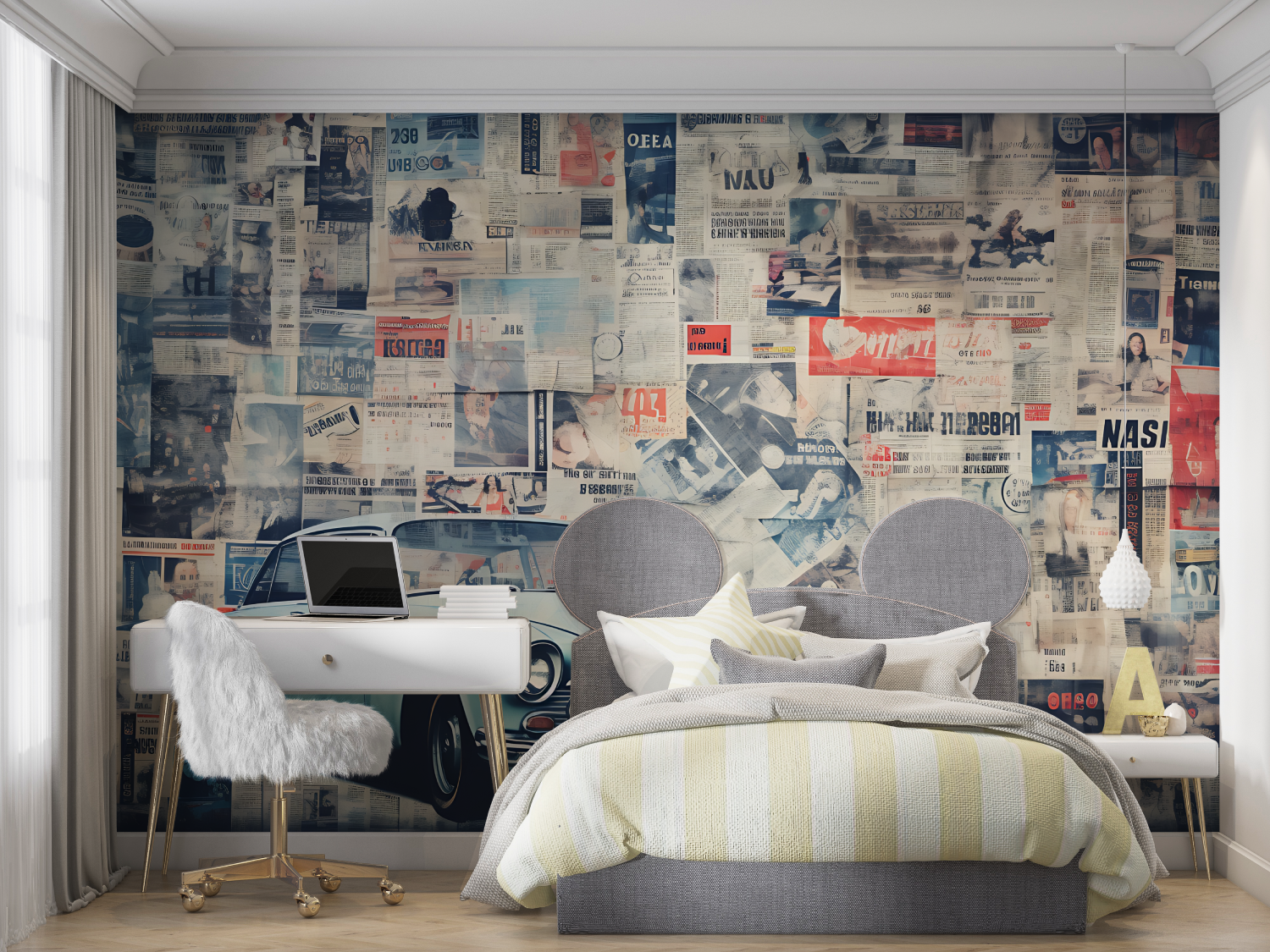 Papier peint mural voiture vintage mur chambre panoramique