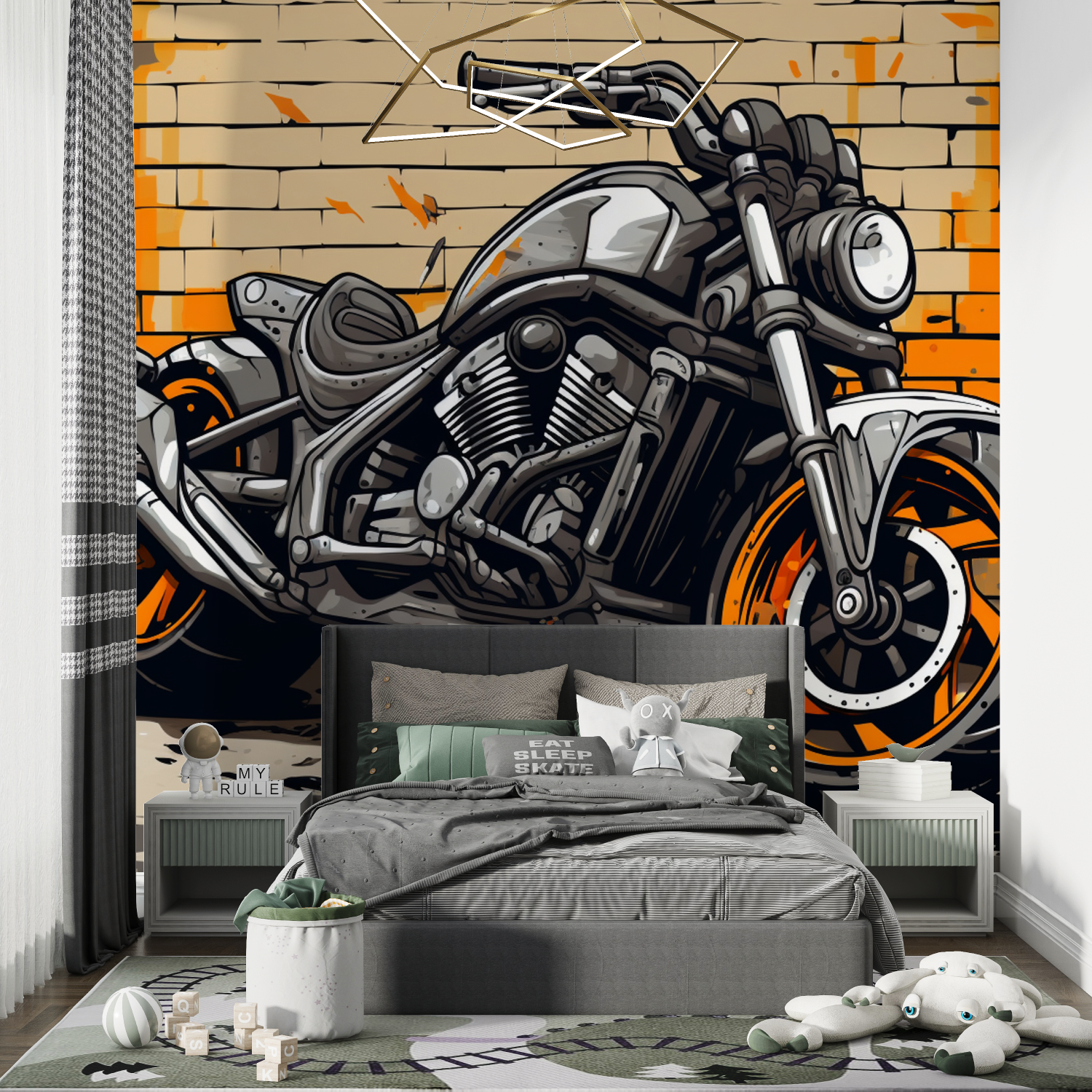 Papier peint grafitti moto chambre de garcon