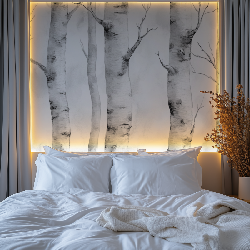 Papier peint arbre bouleau chambre premium