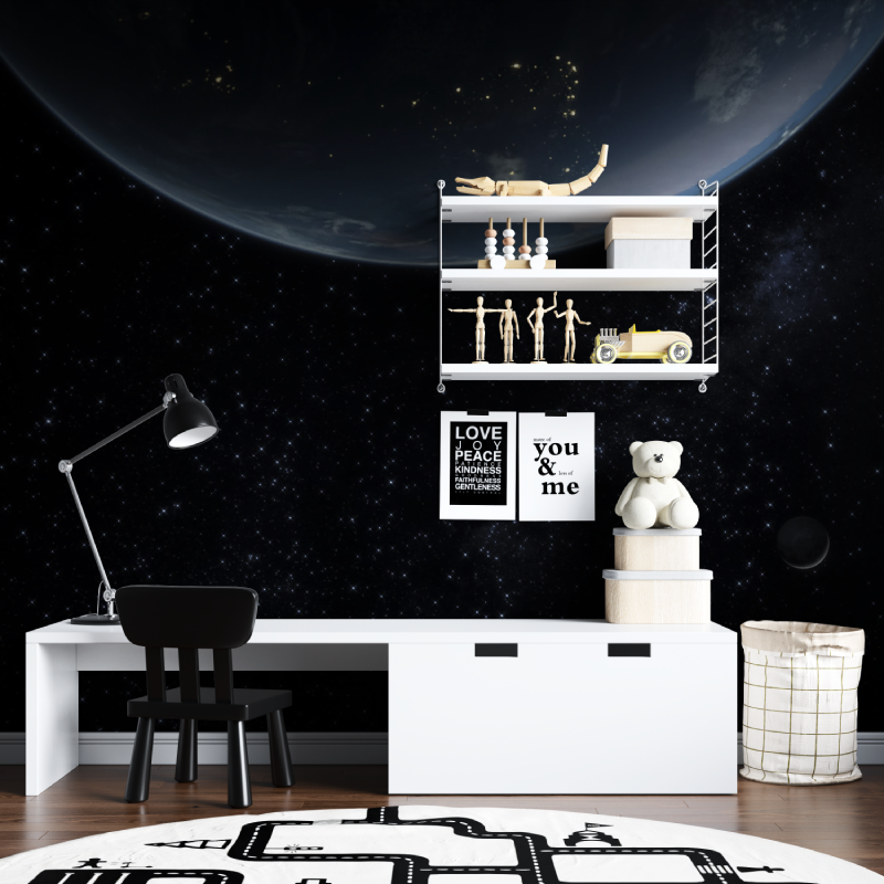 Papier peint espace planete terre tapisserie chambre ados