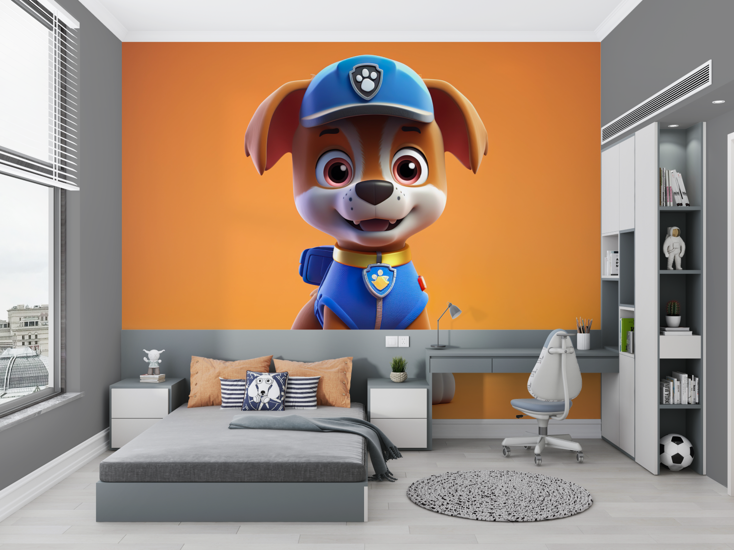 Papier peint pat patrouille orange chambre petit