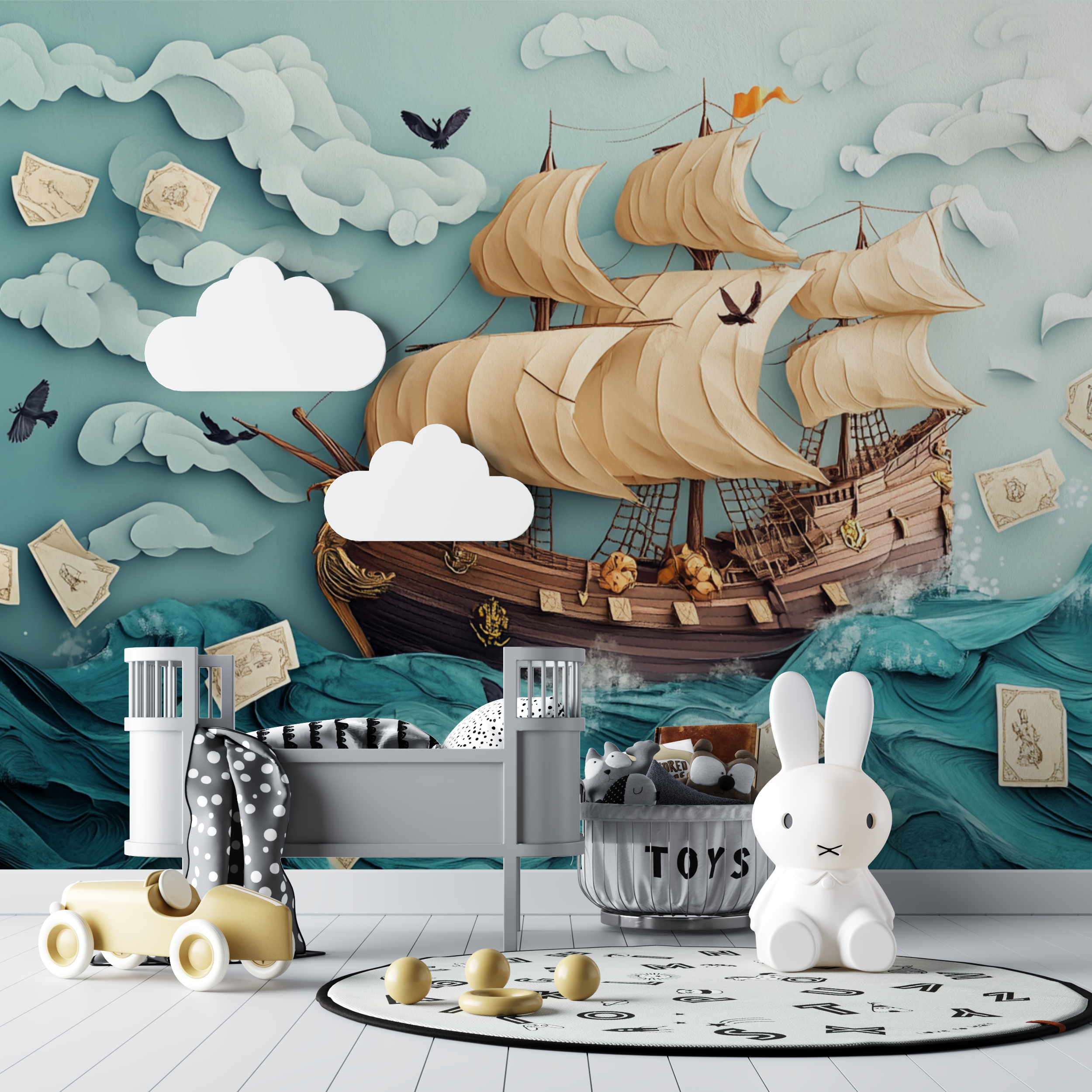 Papier peint pirates pour enfants bebe tipi