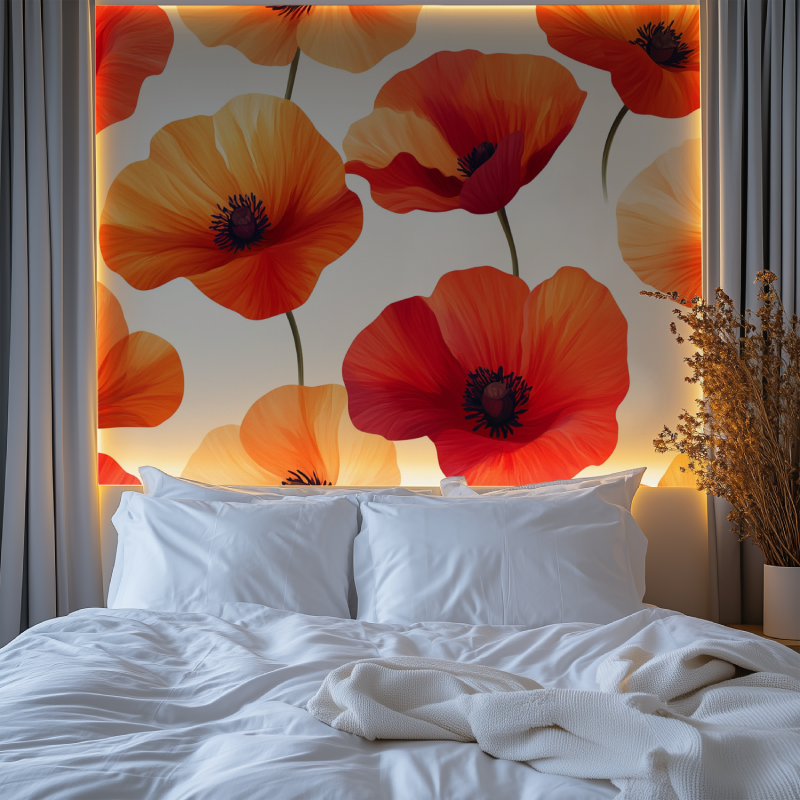 Papier peint fleur coquelicot chambre premium