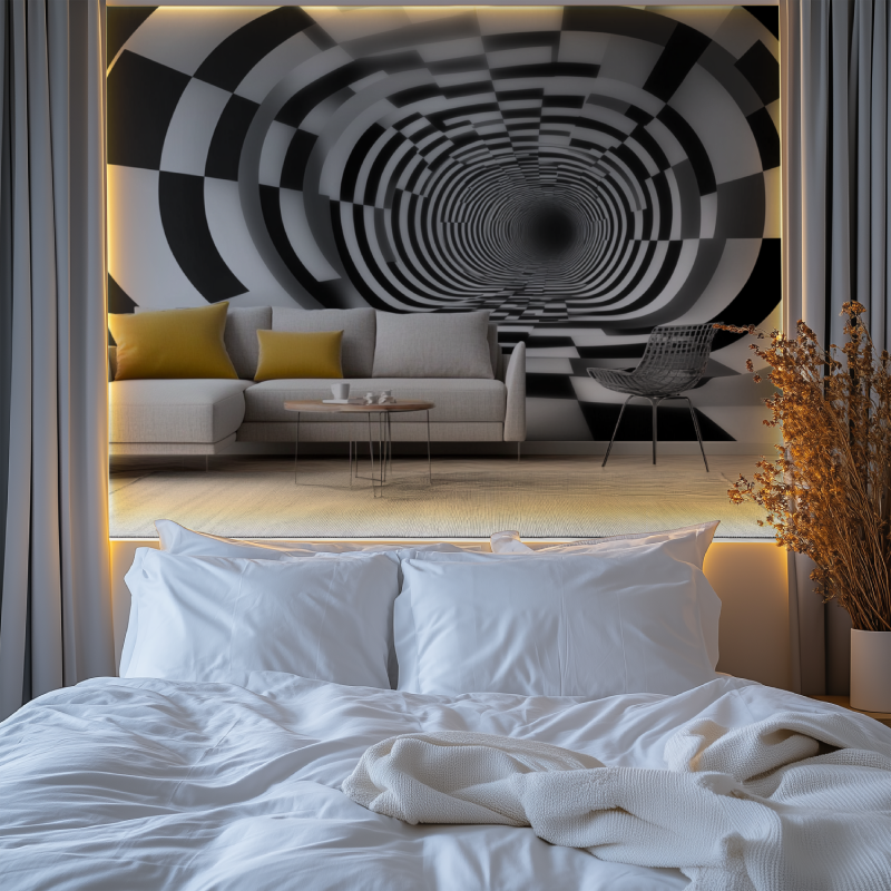 Papier peint trompe loeil couloir chambre premium