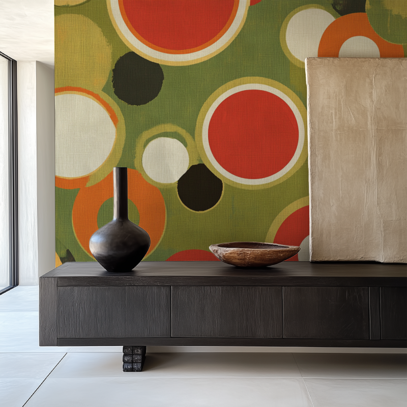 Papier peint vintage rond salle manger papier