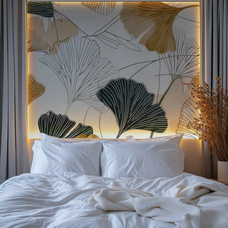 Papier peint panoramique gingko de luxe chambre premium