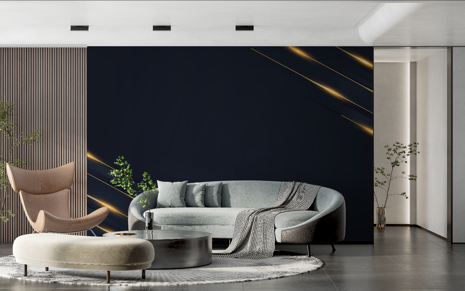 Papier Peint Bleu Roi Et Or Simple - tendance 2024