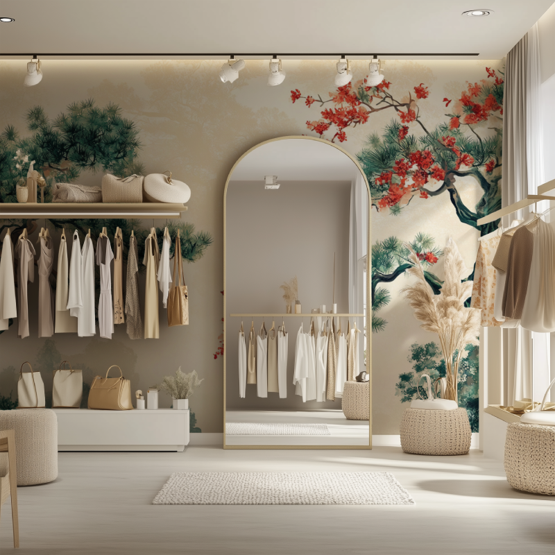 Papier peint arbre japon dressing