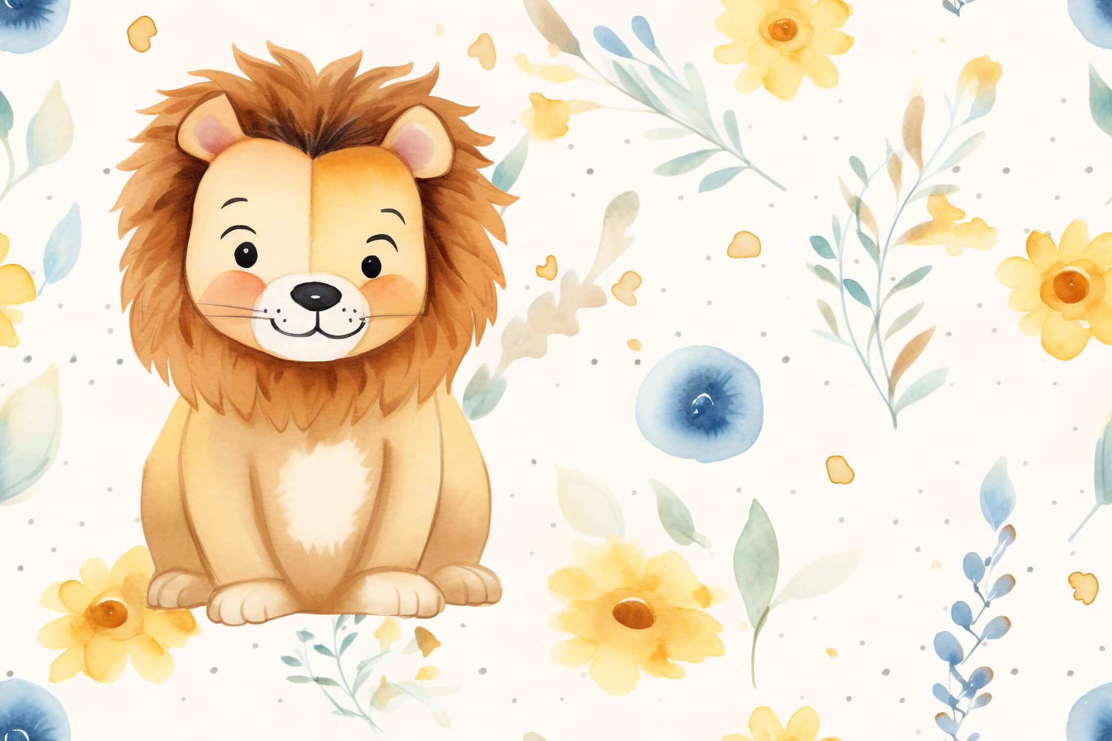 Papier Peint Lion Et Motifs Minimalistes