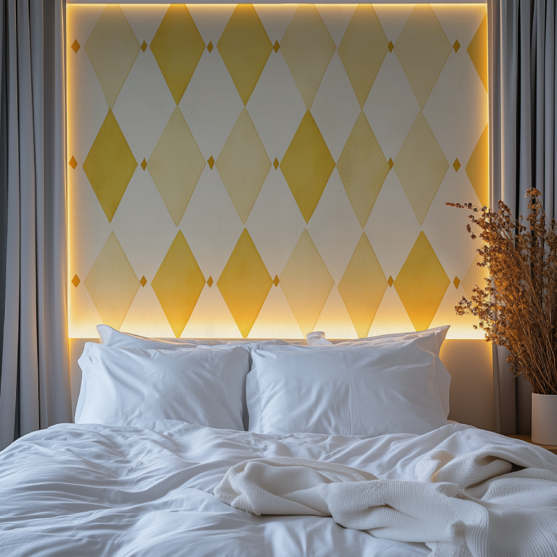 Papier peint vintage jaune losange chambre premium