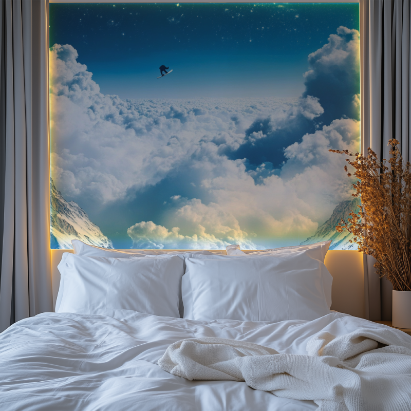 Papier peint trompe loeil plafond chambre premium