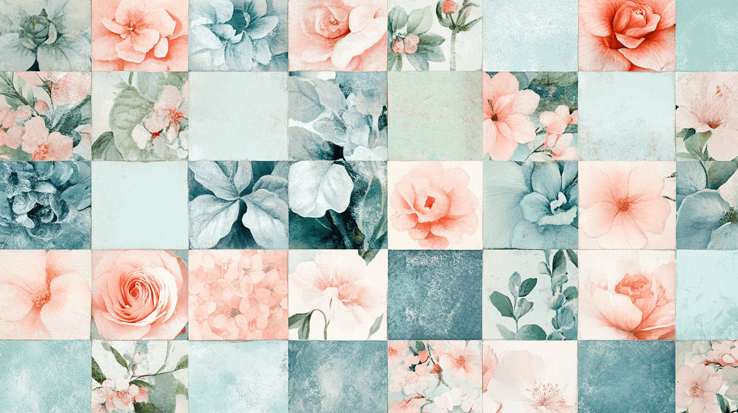 Papier Peint Fleur Carreaux À Coller