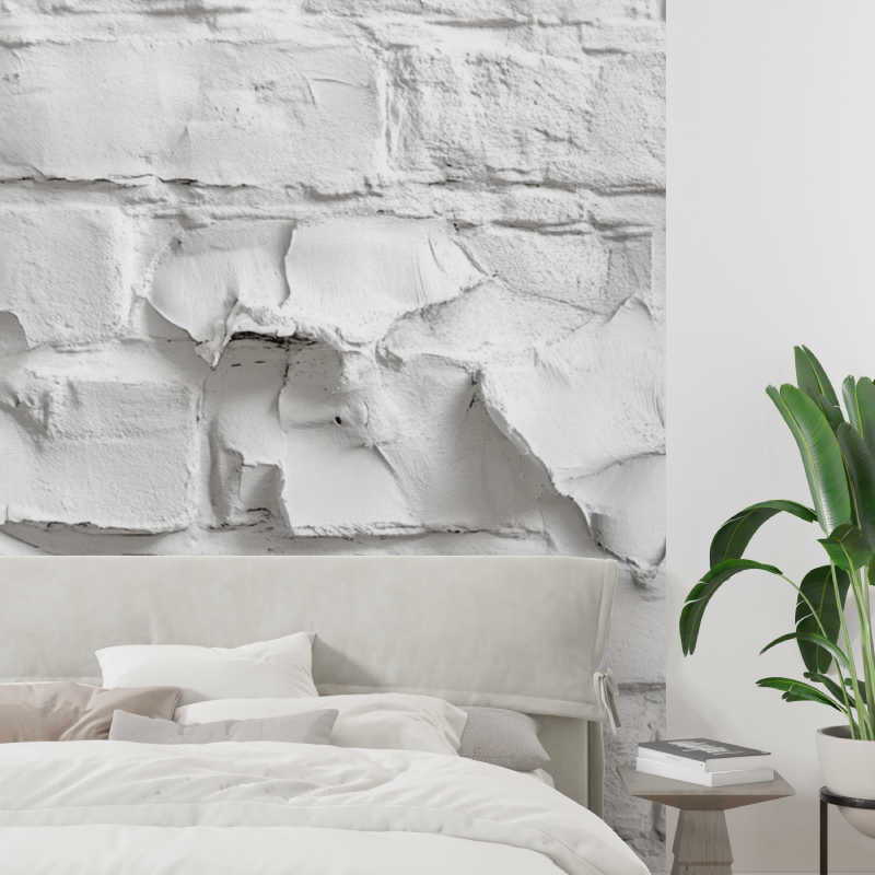 Papier peint blanc trompe loeil tapisserie tendance