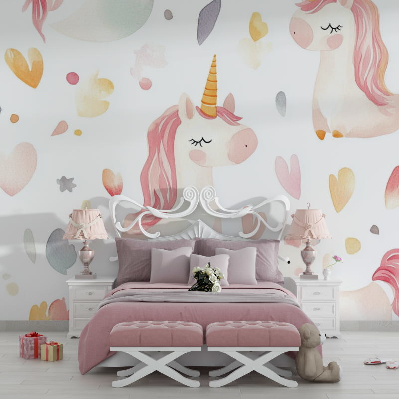 Papier peint licorne bebe tendance mignon chambre filles