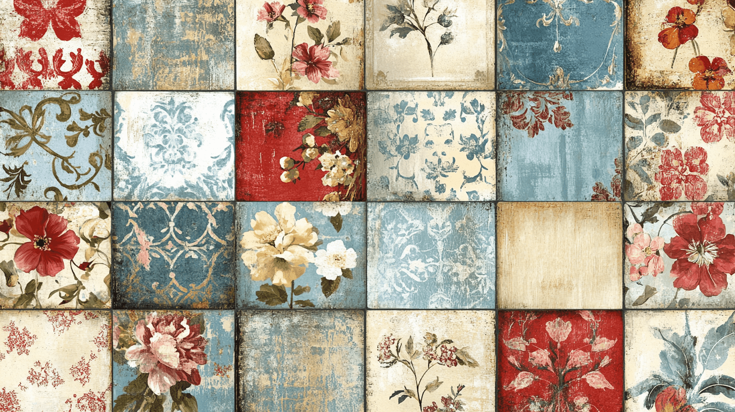 Papier Peint Vintage Patchwork