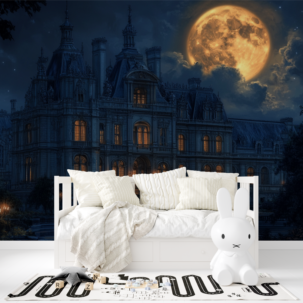 Papier peint palais et lune tapisserie fille