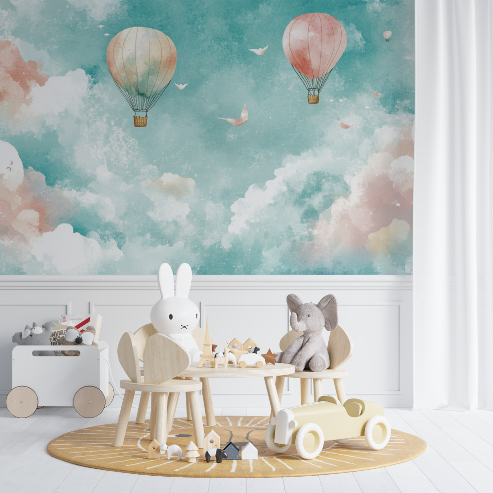 Papier peint montgolfiere et pa... oniriques chambre de bebe