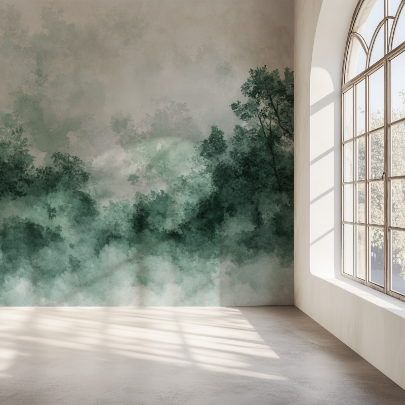 Papier peint arbre haut mur simple