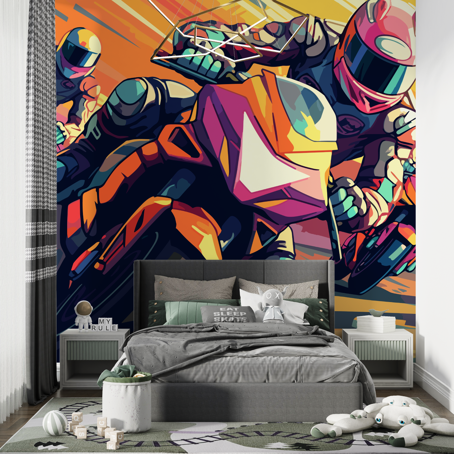 Papier peint moto gp grafiti chambre de garcon