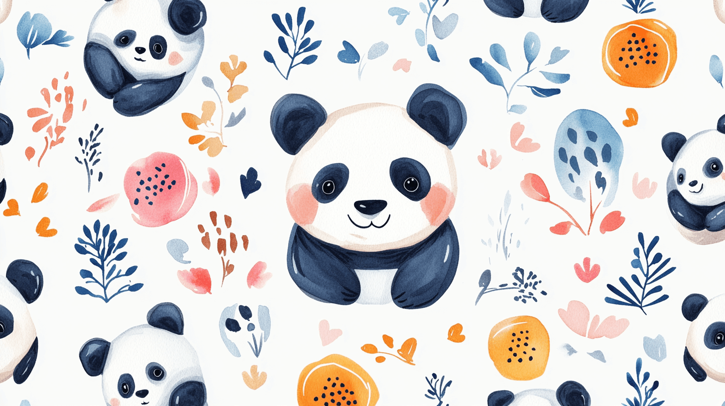 Papier Peint Panda Et Motifs Ethniques