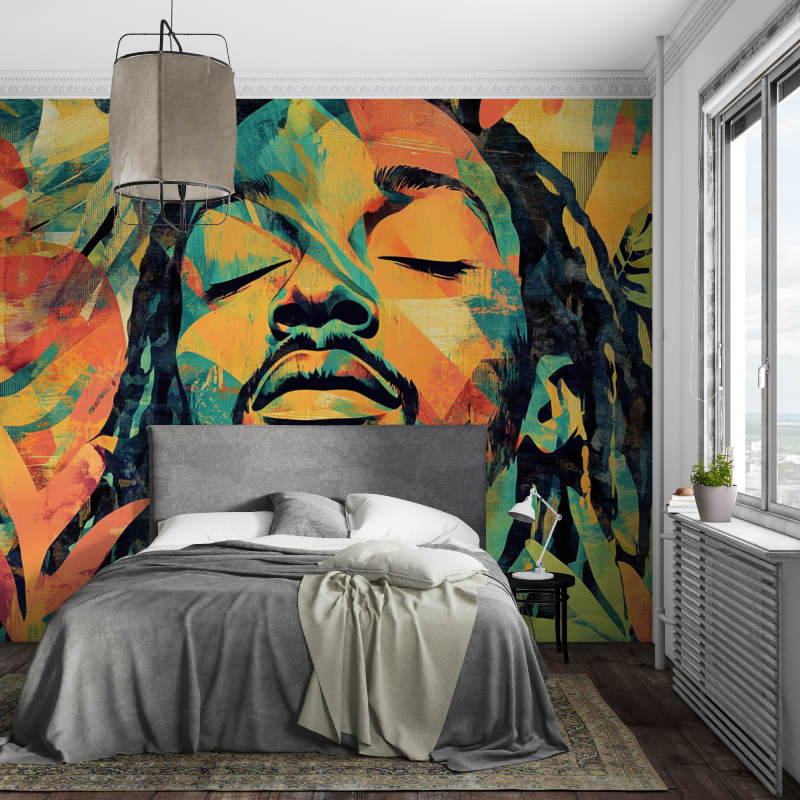 Papier peint afro salon piece ados