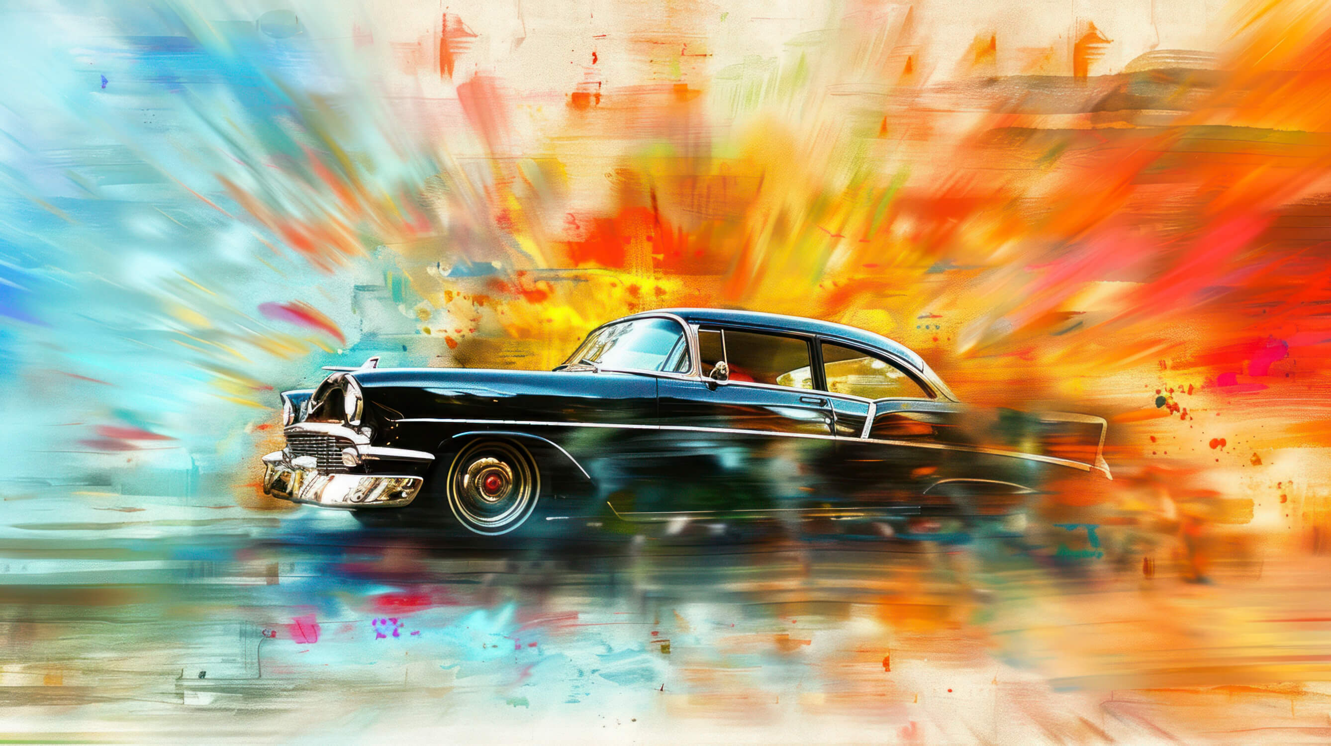 Papier Peint Voiture Vintage Explosion