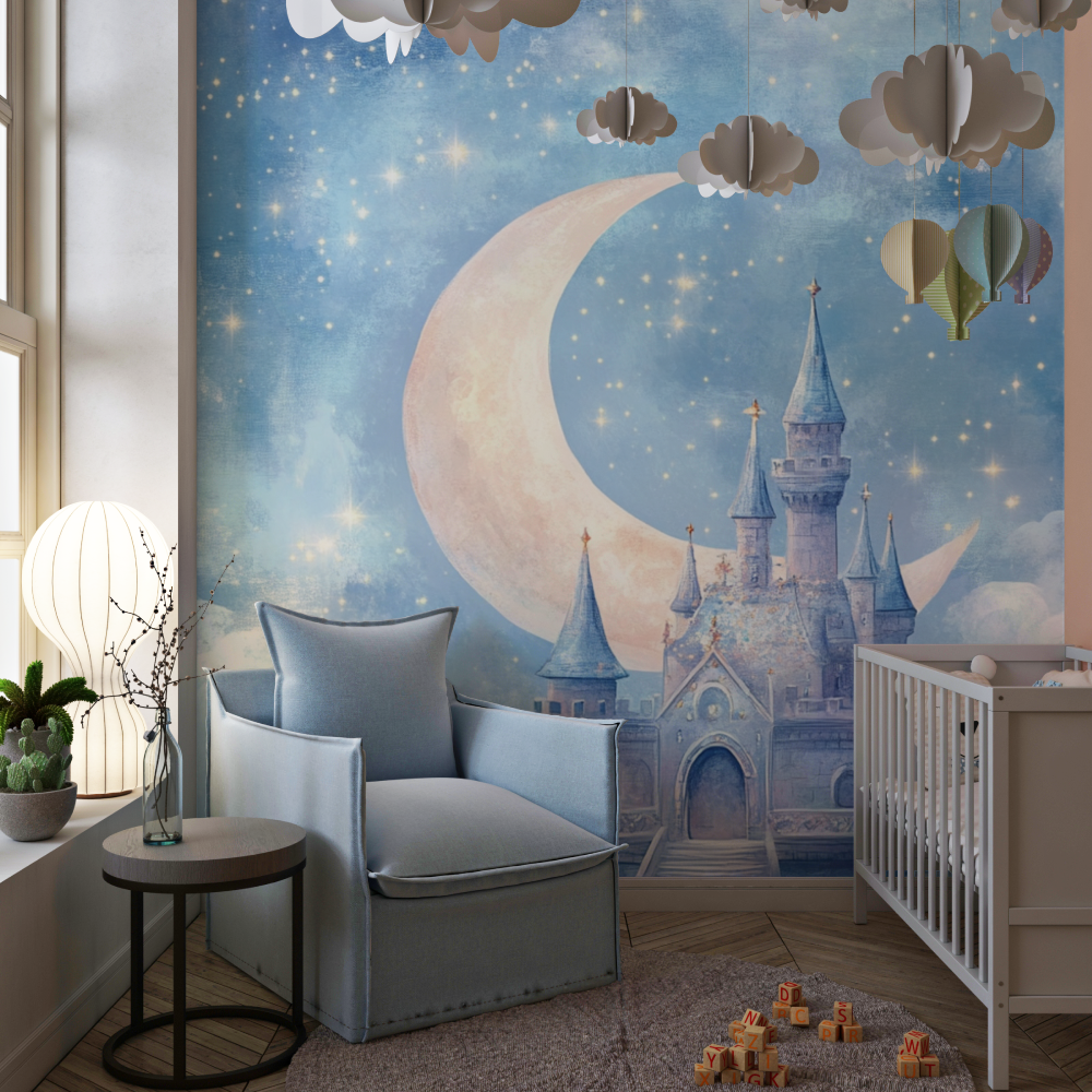 Papier peint lune chambre bebe chambre de fille
