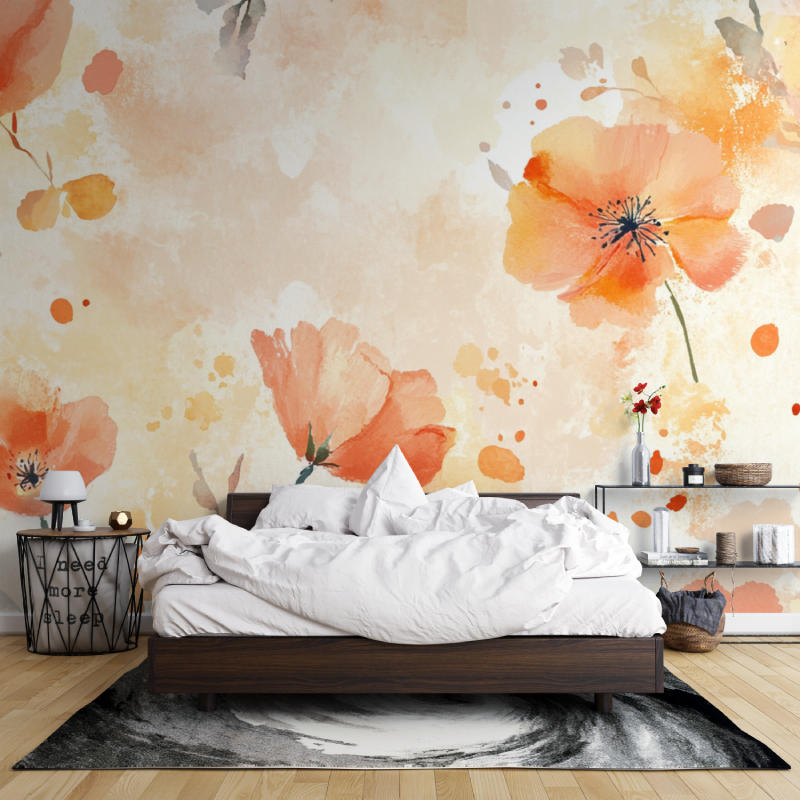 Papier peint aquarelle fleurs e...de colore leroy merlin mur