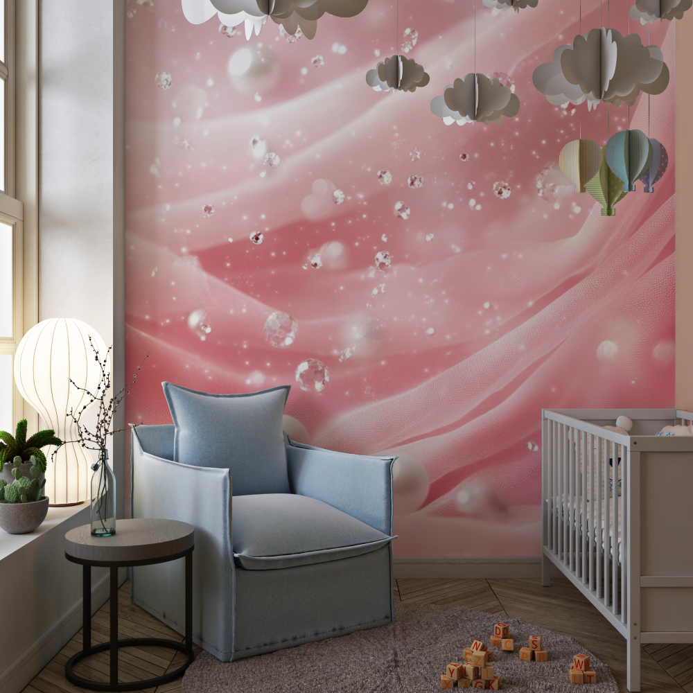 Papier peint princesse voile rose chambre de fille