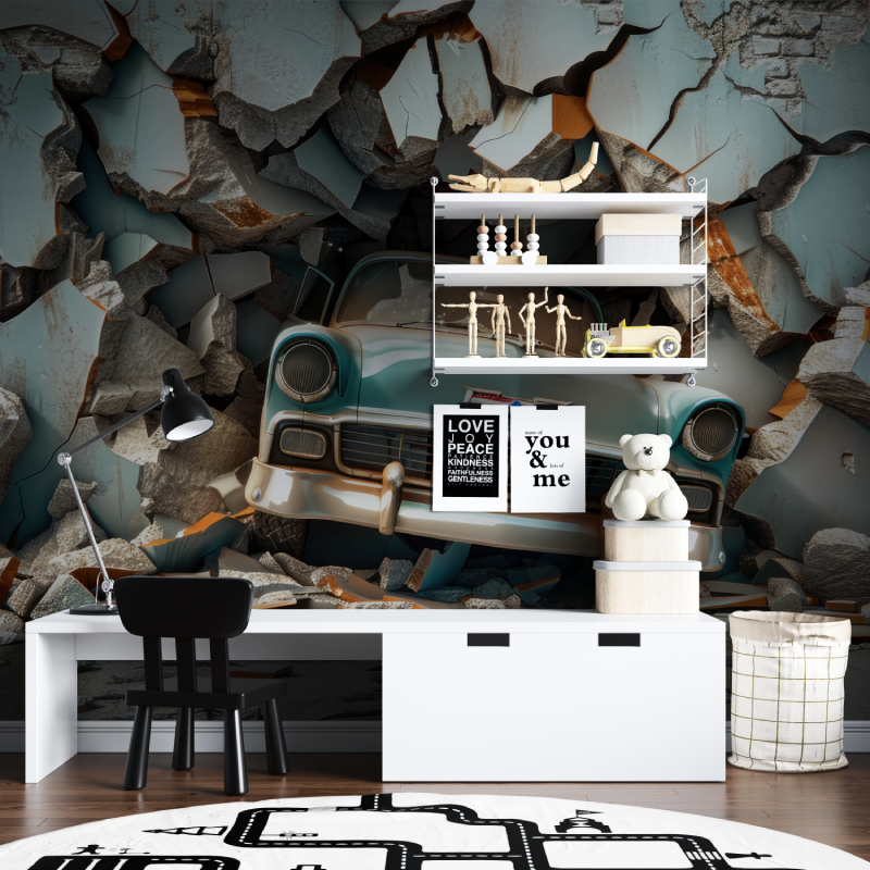 Papier peint ado voiture 3d tapisserie chambre ados