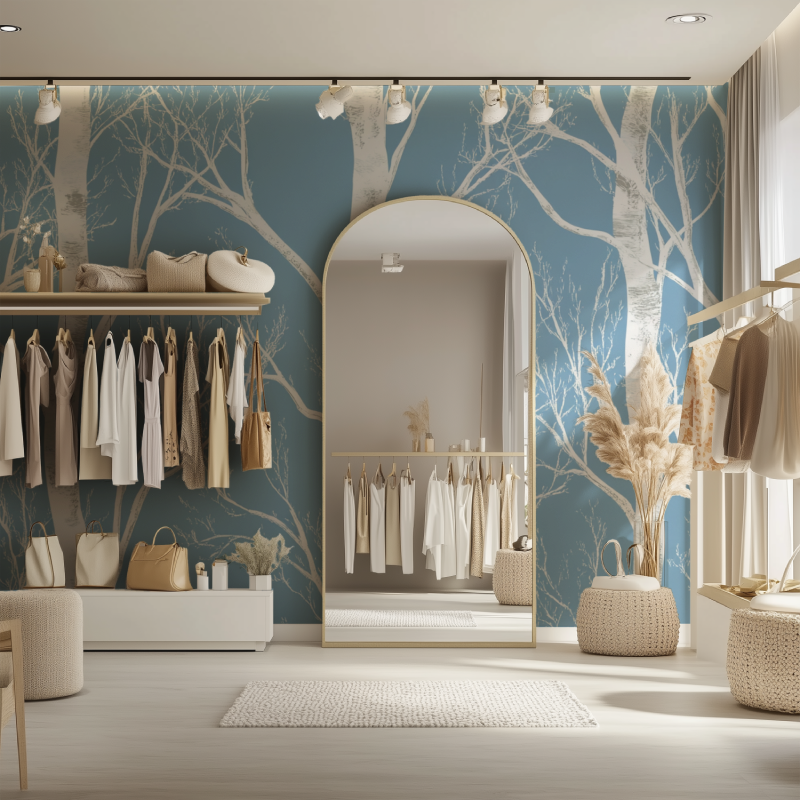 Papier peint arbre blanc dressing