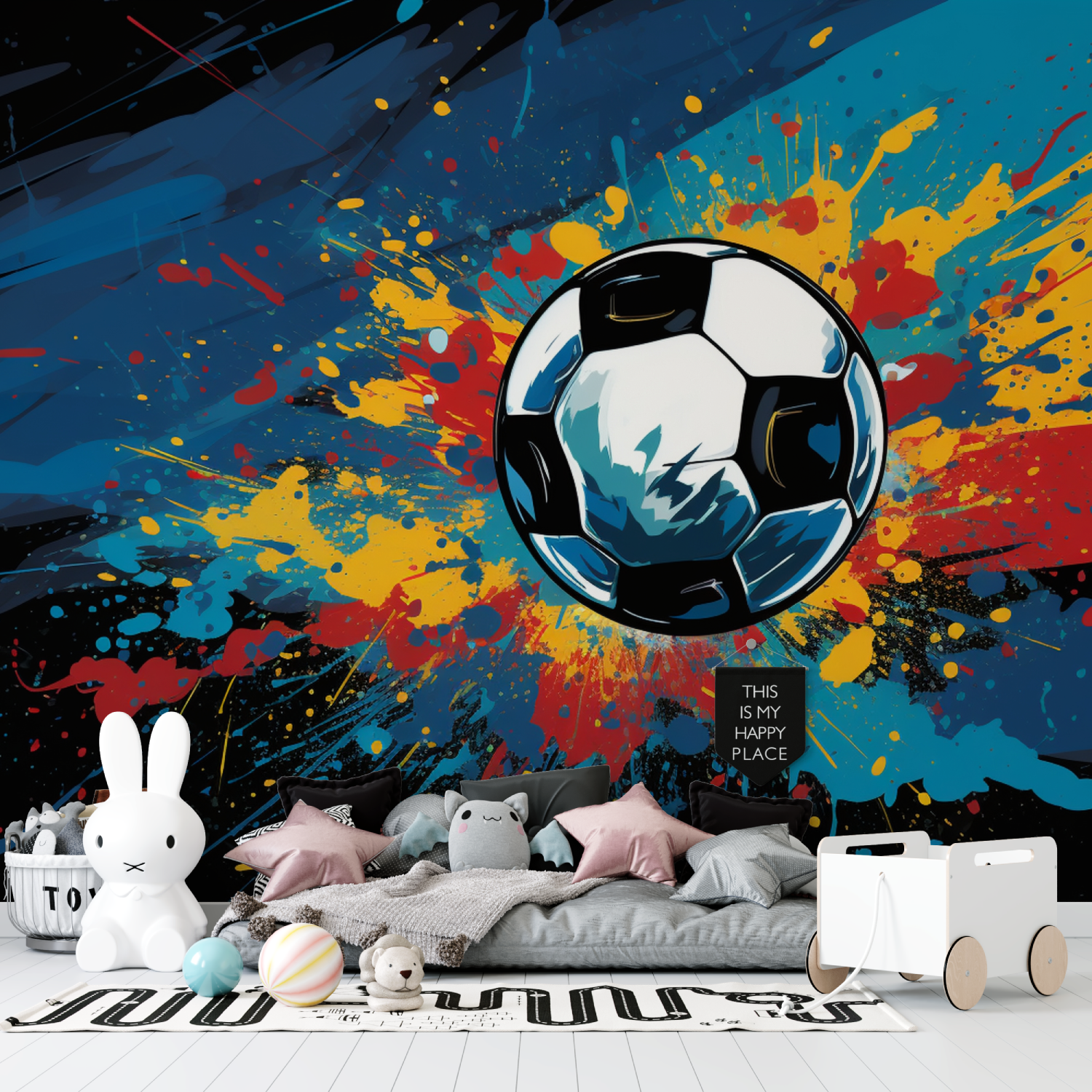 Papier peint foot vintage tapisserie garcon