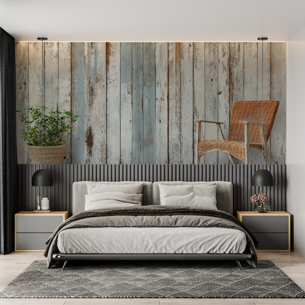 Trompe loeil porte papier peint chambre adulte tendance