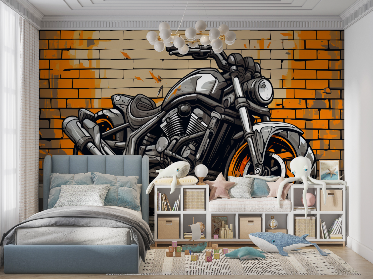 Papier peint grafitti moto panoramique garcon