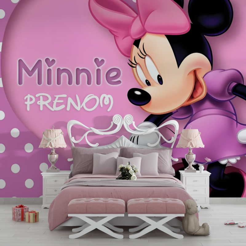 Papier peint prenom minni chambre filles