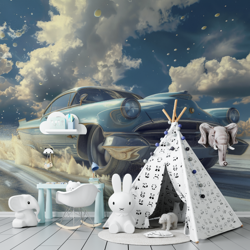 Papier peint voiture vintage tapisserie murs