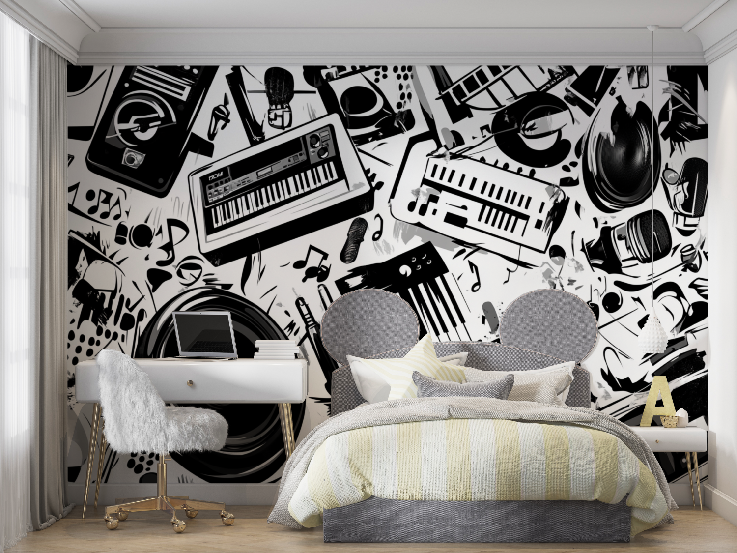 Papier peint free style noir mur chambre panoramique