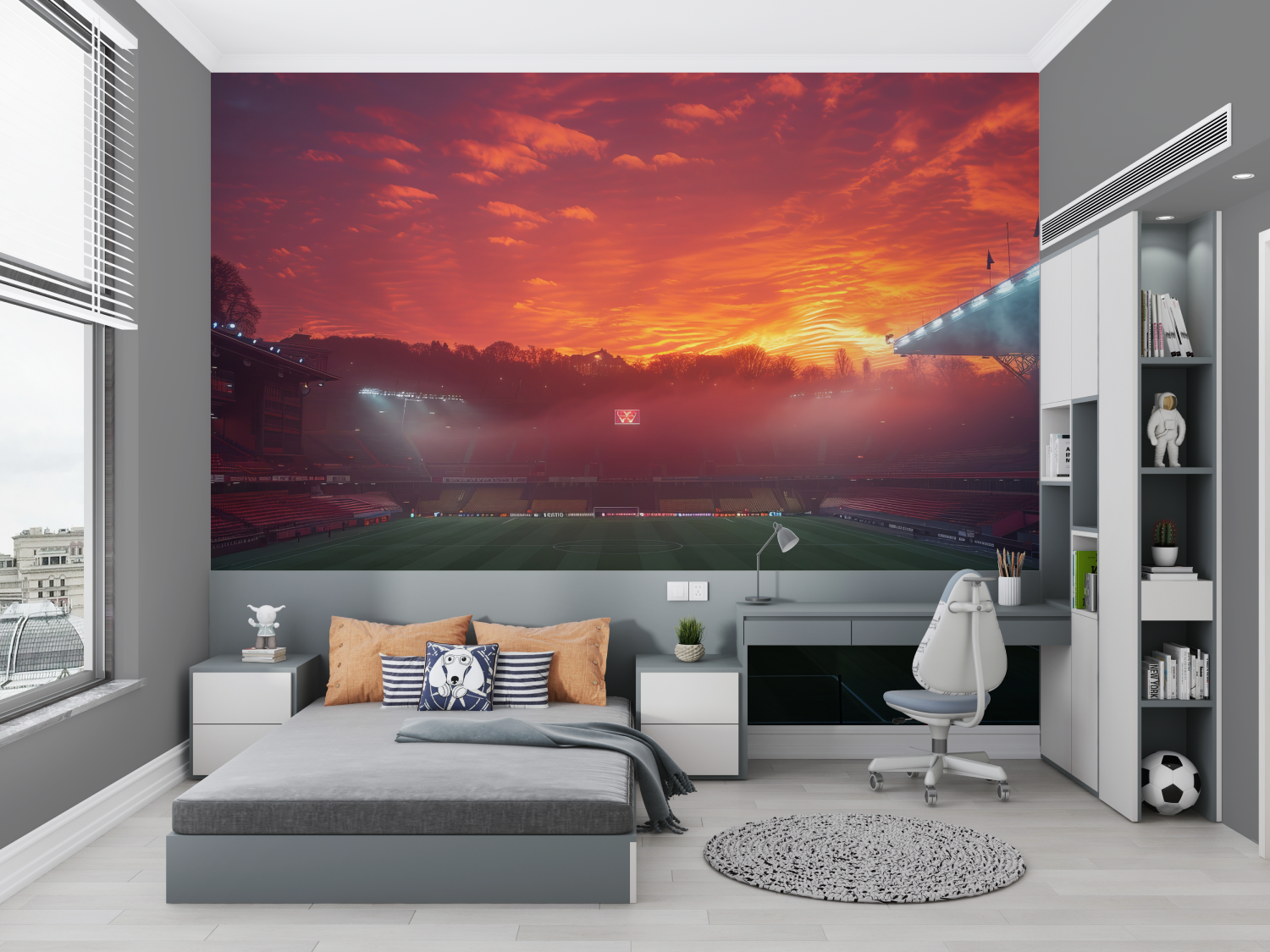 Papier peint stade de foot couche de soleil chambre petit