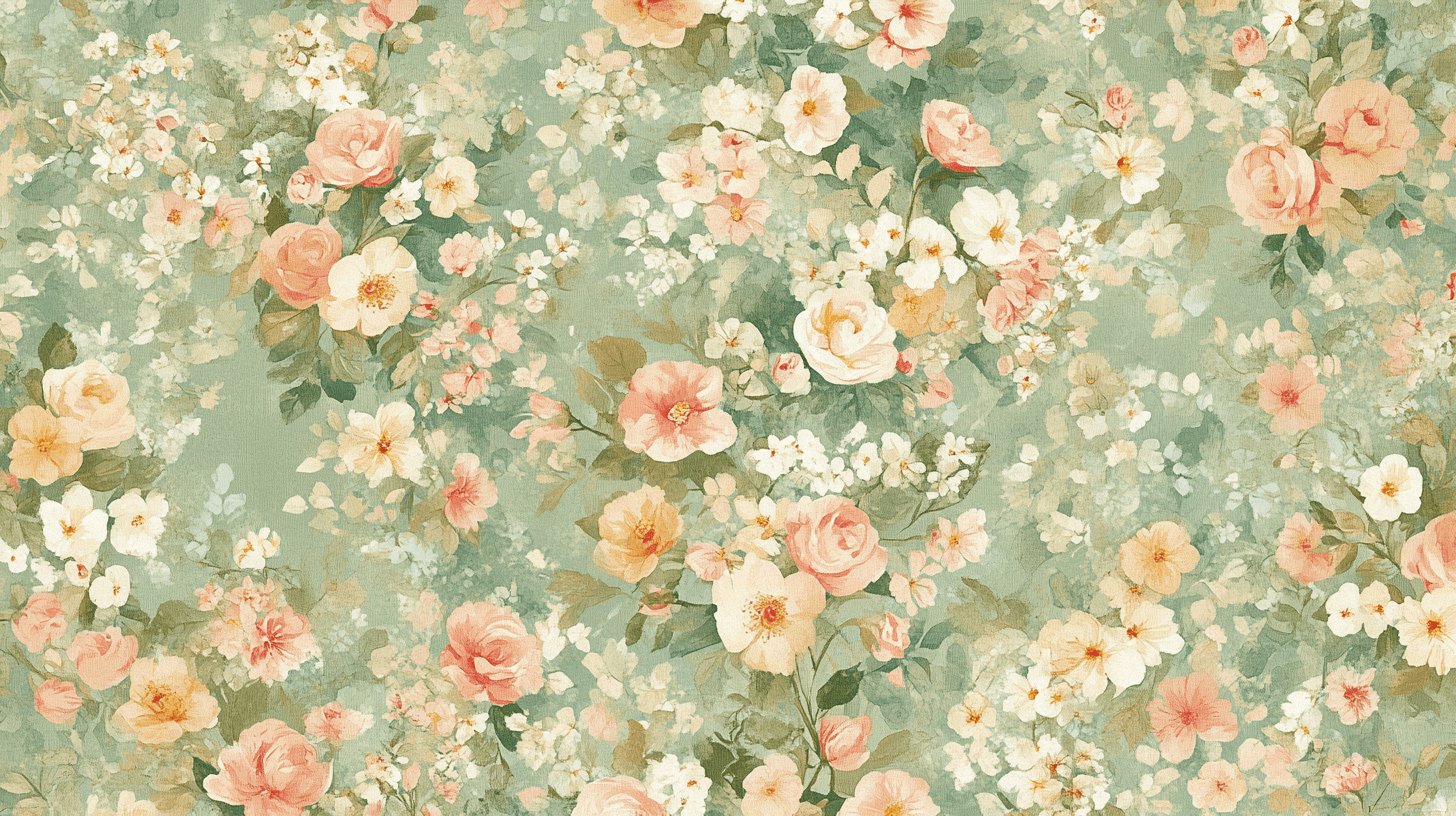 Papier Peint Vintage Enfants Fleuris