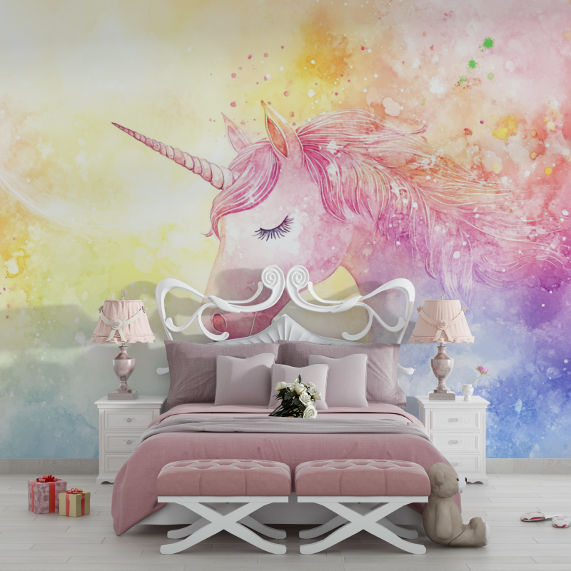 Papier peint chambre licorne du...arc en ciel chambre filles