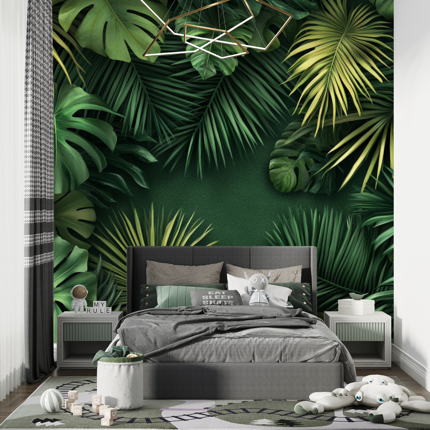 Papier peint plantes tropicales enfants chambre de garcon
