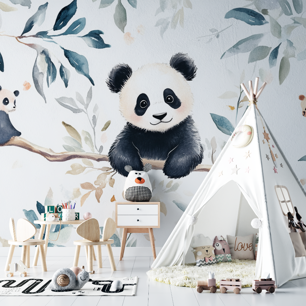 Papier peint panda et animaux mignons chambre bebe