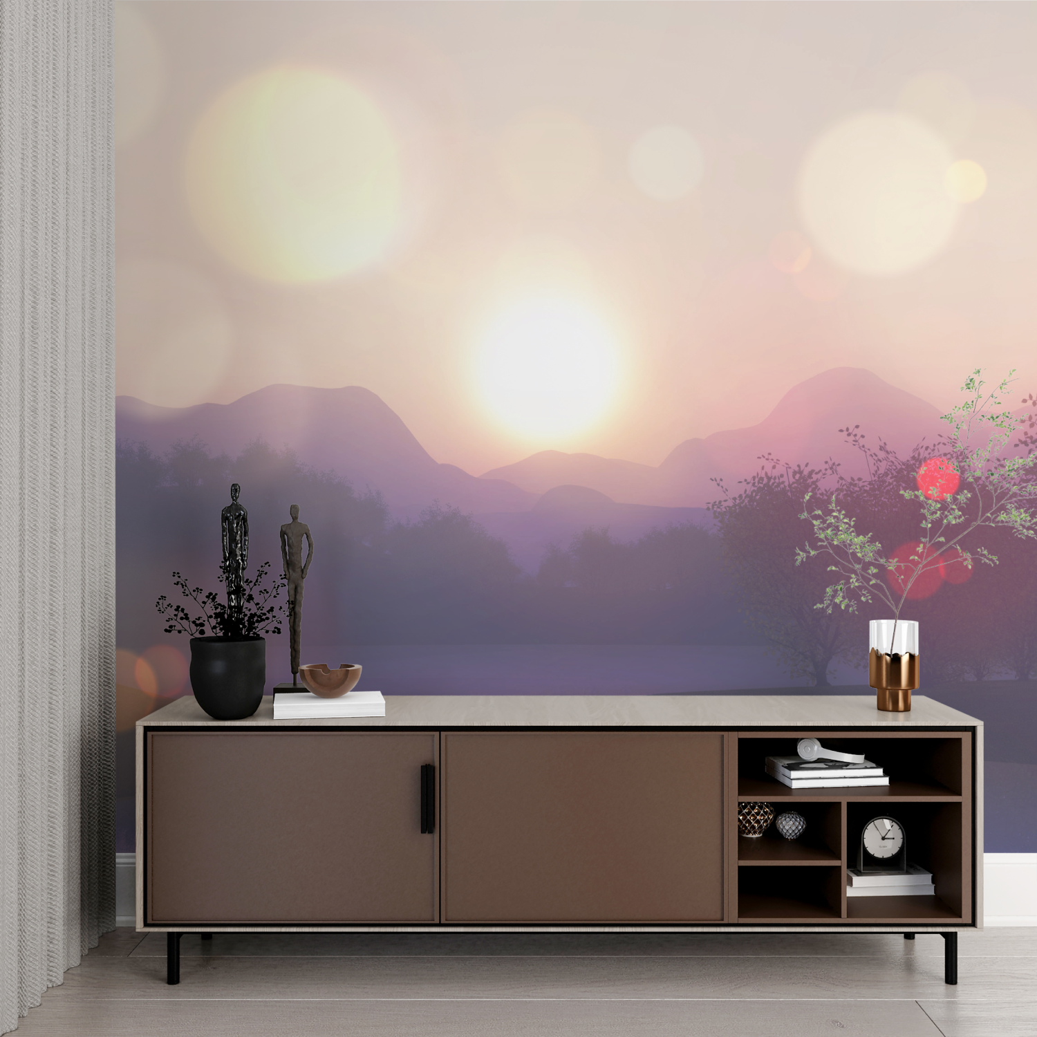 Papier peint aquarelle paysage 3d imprime