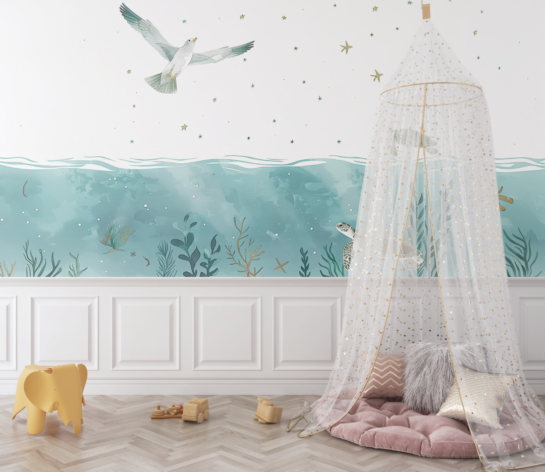 Papier peint tortue mer enfants bebe