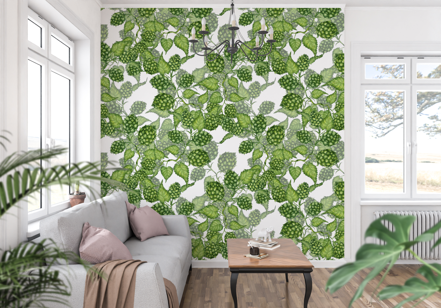 Papier Peint Vert Fleuri - tapisserie