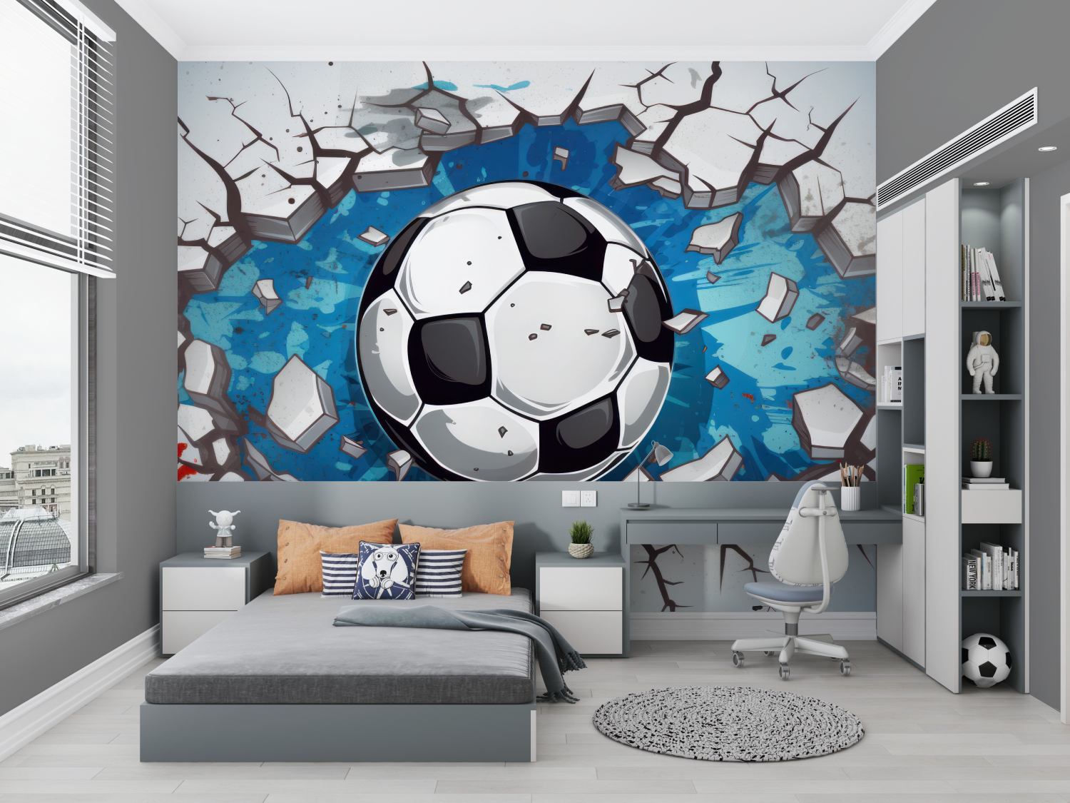 Papier peint 3d football grafitti chambre petit